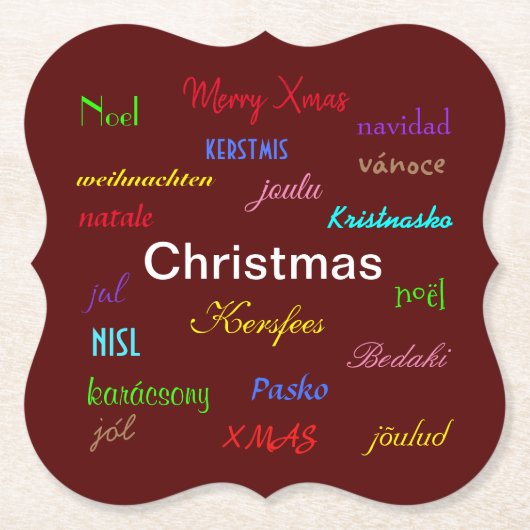 Kerstmis rond de Wereld Modern Red Bracket Kartonnen Onderzetters (Voorkant)