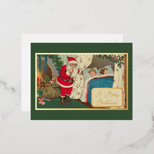 kerstmis rond kerstmis kinderen folie feestdagen briefkaart (Voorkant / Achterkant)