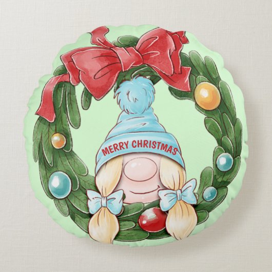 Kerstmis Rond Kussen (Voorkant)