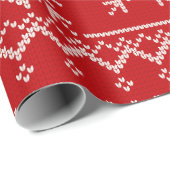 Kerstmis rond rood poinsettia feestdag cadeaupapier (Rol Hoek)