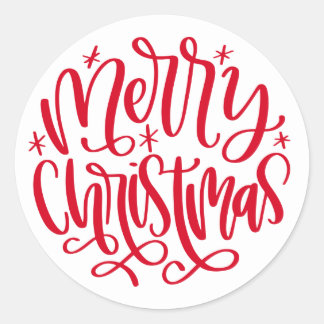 Kerstmis Rond Rood Schrift Stickers