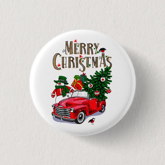 Kerstmis Ronde Button 3,2 Cm (Voorkant)