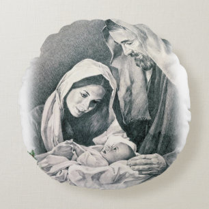 Kerstmis Ronde Kussen, Jezus Christus Rond Kussen