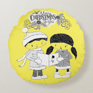 Kerstmis Ronde Kussen, Prettig Kerstfeest Rond Kussen