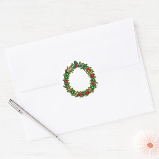 Kerstmis Ronde Sticker (Envelop)