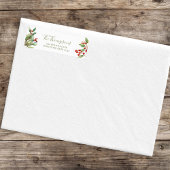 Kerstmis Rood en Groen Botanisch groen Etiket