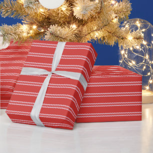 Kerstmis rood en roze golvende strepen vakantie cadeaupapier