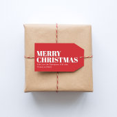 Kerstmis Rood en Wit Aangepast Cadeaulabel