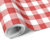 Kerstmis Rood en Wit Buffalo Plaid Cadeaupapier (Rol Hoek)