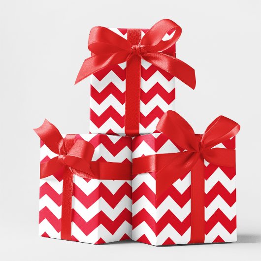 Kerstmis Rood en Wit Chevron Cadeaupapier