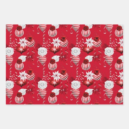 Kerstmis rood en wit inpakpapier vel (Voorkant 3)