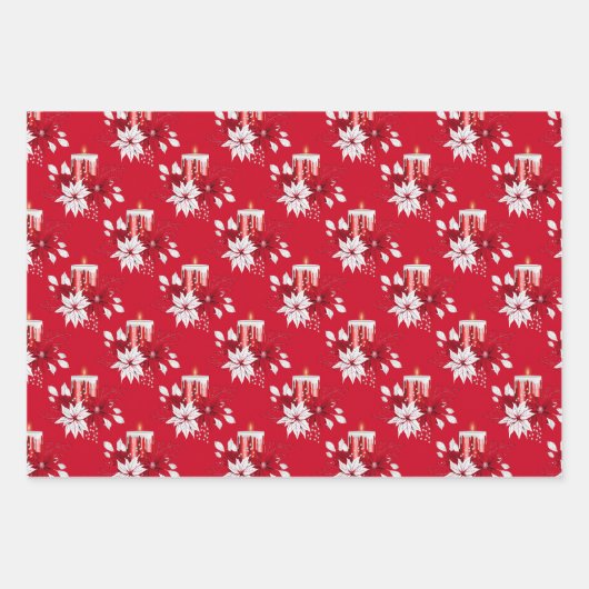 Kerstmis rood en wit inpakpapier vel (Voorkant)