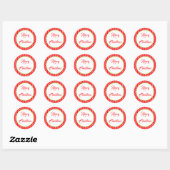 Kerstmis rood en wit polka stip vlek patroon ronde sticker (Vel)