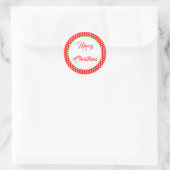 Kerstmis rood en wit polka stip vlek patroon ronde sticker (Tas)