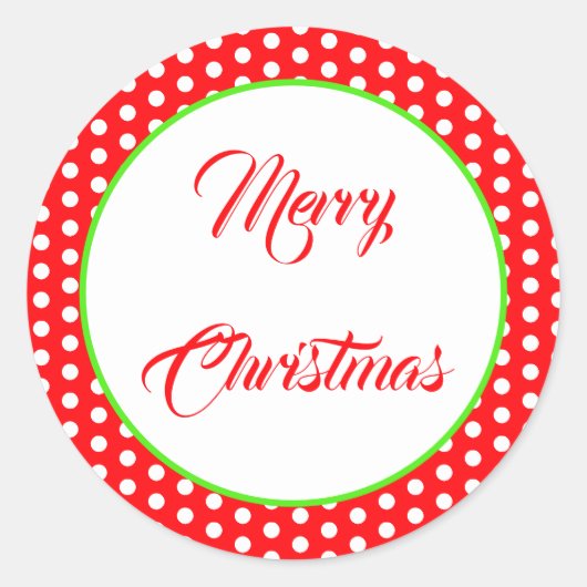 Kerstmis rood en wit polka stip vlek patroon ronde sticker (Voorkant)