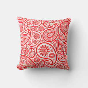 Kerstmis rood en wit vintage paisley patroon kussen