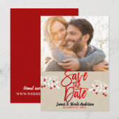 Kerstmis Rood Folie Modern Opslaan van de Datum Fo Save The Date (Voorkant / Achterkant)