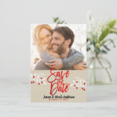 Kerstmis Rood Folie Modern Opslaan van de Datum Fo Save The Date (Staand voorkant)