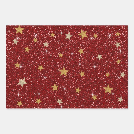 Kerstmis Rood Glitters Schotse Ruit Goud Folie Inpakpapier Vel (Voorkant)