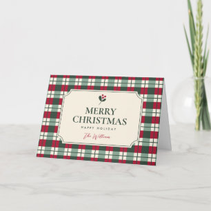 Kerstmis rood groen geruit tartan kaart
