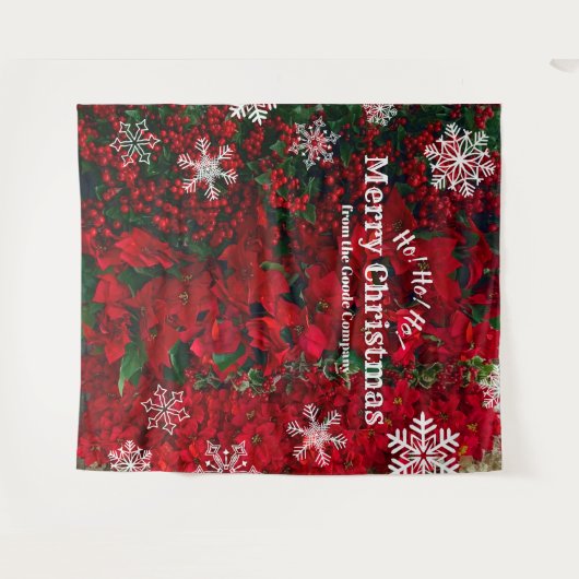 Kerstmis Rood Groen Sneeuwvlok | Feest Achtergrond Wandkleed (Voorkant (horizontaal))