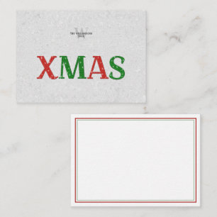 Kerstmis Rood Groen Strass Familie Gepersonaliseer Notitiekaartje