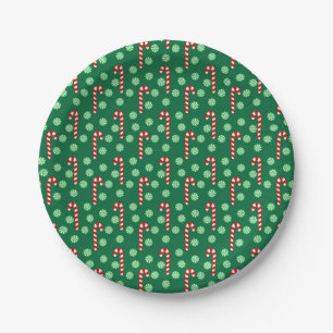 Kerstmis Rood Groen Suikerstokken Papieren Bordje