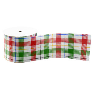 Kerstmis Rood Groen Wit Flanel Geruite Ontwerp Grosgrain Lint