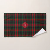 Kerstmis, Rood Groen Zwart Iers Geruit Monogram Bad Handdoek (Handdoek)