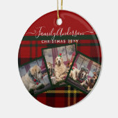 KERSTMIS Rood Schotse ruit Foto Collage Keramisch Ornament (Links)