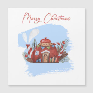 Kerstmis Rood Theepot Huis Magnetische Kaart