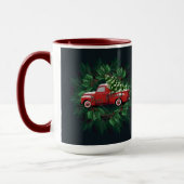Kerstmis Rood  Vrachtwagen Latte Mok (Links)