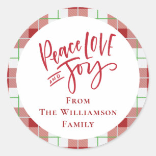 Kerstmis Rood Vrede Liefde Vreugde Moderne Familie Ronde Sticker