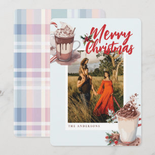 Kerstmis Rood Winter Warme Chocolade Koffie Vakant Feestdagenkaart