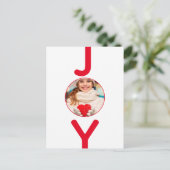 Kerstmis rood wit blijdschap foto modern script briefkaart (Staand voorkant)
