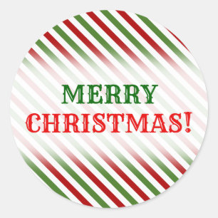 Kerstmis, rood, wit en groen gestreept patroon ronde sticker