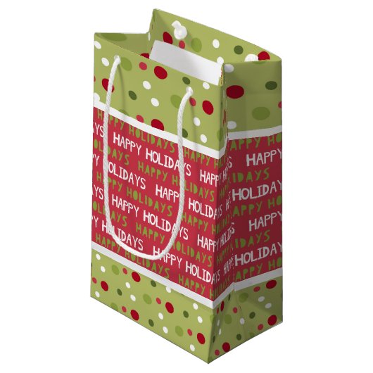 Kerstmis Rood, Wit en Groen Klein Cadeauzakje (Voorkant Gekanteld)