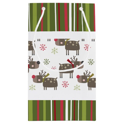 Kerstmis Rood, Wit en Groen Rendier en Streep Klein Cadeauzakje (Achterkant)