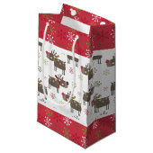 Kerstmis Rood, Wit en Groen Rendier Klein Cadeauzakje (Voorkant Gekanteld)