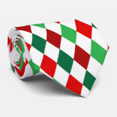 Kerstmis Rood, Wit Groen Diamant Argyle Patroon Stropdas (Opgerold)