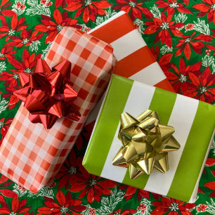Kerstmis Rood Wit Groen Streep en Gingham 3 set Inpakpapier Vel