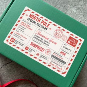 Kerstmis Rood Wit Noordpool Levering Van Sinterkla Rechthoekige Sticker