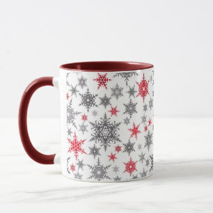 Kerstmis, rood, wit, sneeuwvlokken, winter, Nieuw Mok