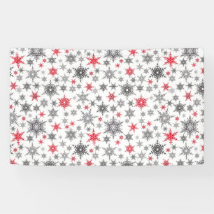 Kerstmis, rood, wit, sneeuwvlokken, winter, nieuw spandoek