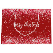 Kerstmis rood wit sprankelt naam groot cadeauzakje (Voorkant)