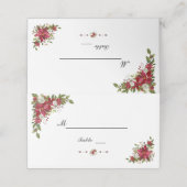 Kerstmis Rood Witte Poinsettia Bruiloft Tafel Numm (Buitenkant ongevouwen)