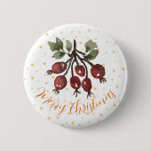 Kerstmis Roos Hip Ronde Button 5,7 Cm (Voorkant)