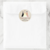 Kerstmis Rose Goud Monogram Ronde Sticker (Tas)
