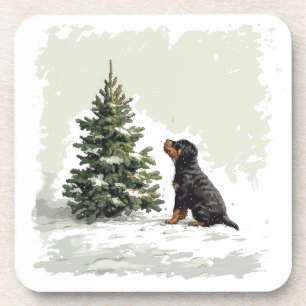 Kerstmis Rottweiler Hond Kerstboom Bier Onderzetter