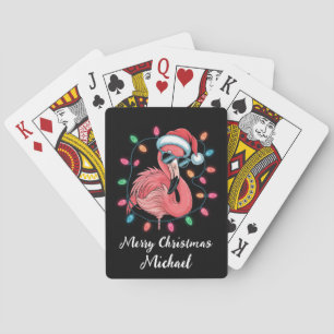 Kerstmis Roze Flamingo Persoonlijk Pokerkaarten